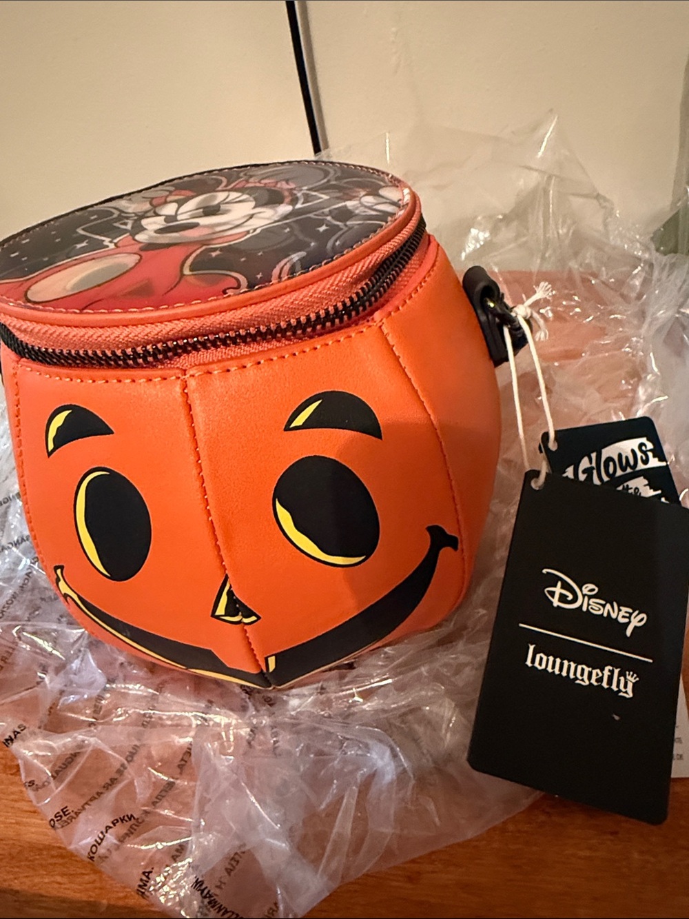 Loungefly Orange Pumpkin Jack-O'-Lantern Kids Crossbody Bag
